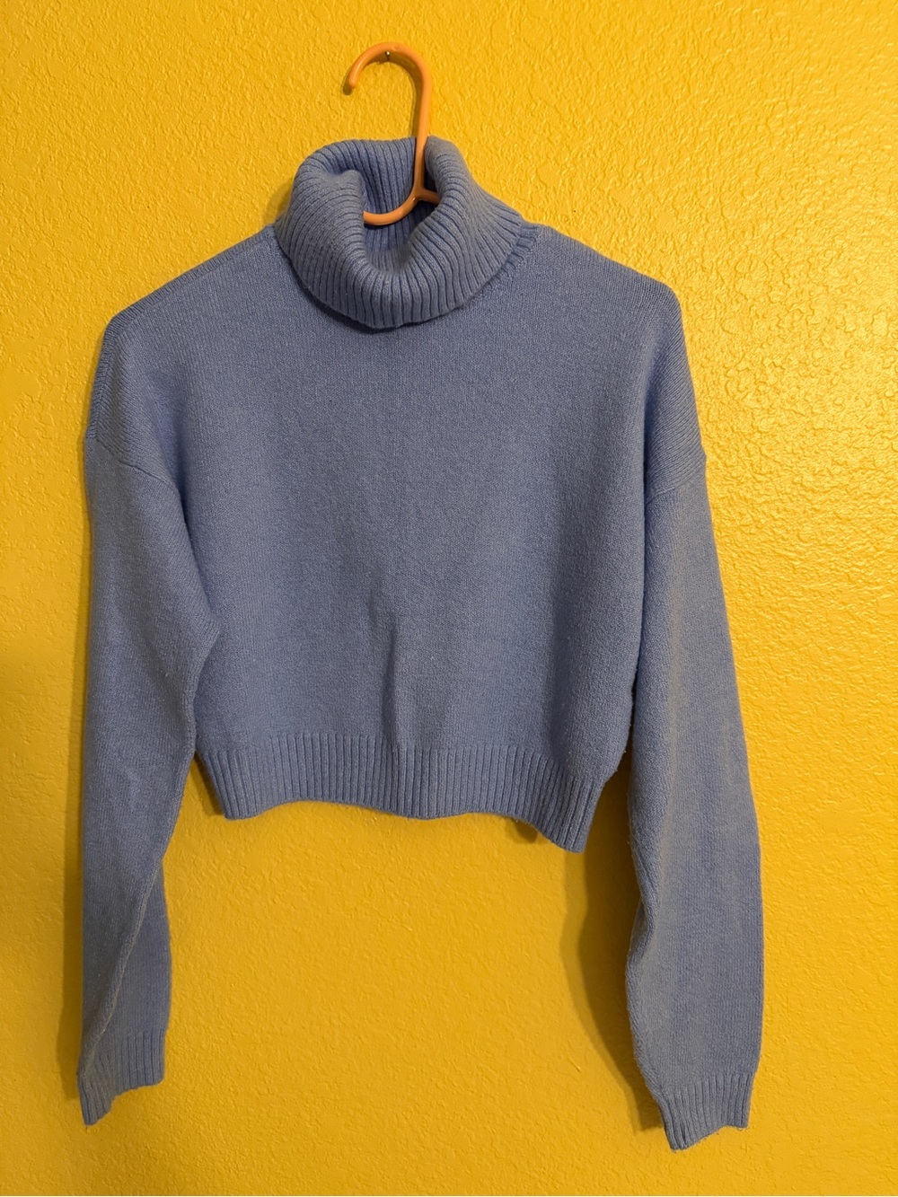Hollister Light Blue Cropped Turtleneck Sweater
